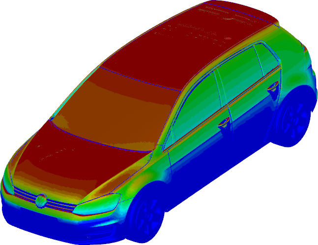 Image showing Thermal Radiation Results on Car Body after a Climate Chamber Simulation