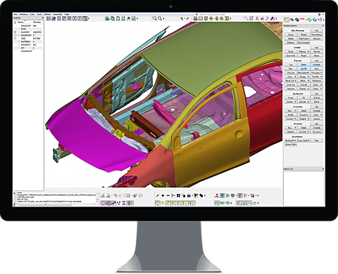 Finite Element Model of Car Body Opened in GUI for Preprocessing