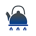 Icon Symbolizing Heat Conduction Mechanism with Teapot that is Heated Up