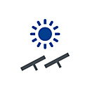 Icon Symbolizing Thermal Radiation Mechanism with Solar Collectors and Sun
