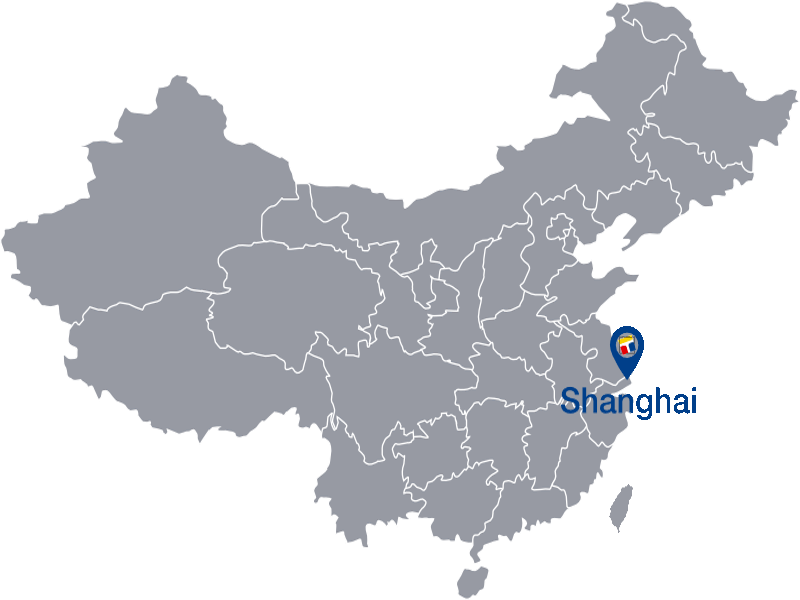 附有上海办公室标记的中国地图