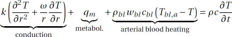 Formula of Pennes Bioheat Equation